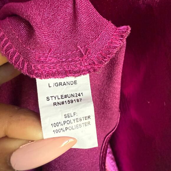 Maniju sz L Fuchsia Cowl Neck Slip Midi Dress Satin Look Y2K Clubwear - Picture 5 of 8